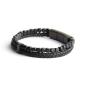 Preview: Doppelarmband mit italienischem Leder und 4 mm schwarzem Achatstein - Double Black